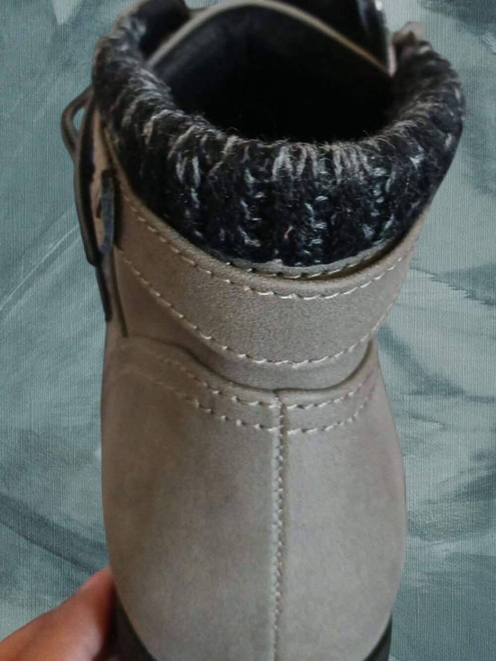 Sporto Womens Faux Suede Ankle Boots With Knit Collar & Lace-Up gray Size 7.5M - Picture 7 of 16